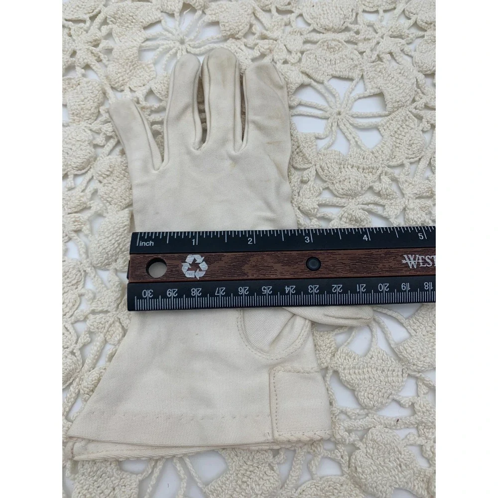 Vintage 1960s Ivory Nylon Tricot Dress Gloves Mid Century‎ Wedding Tea Party
